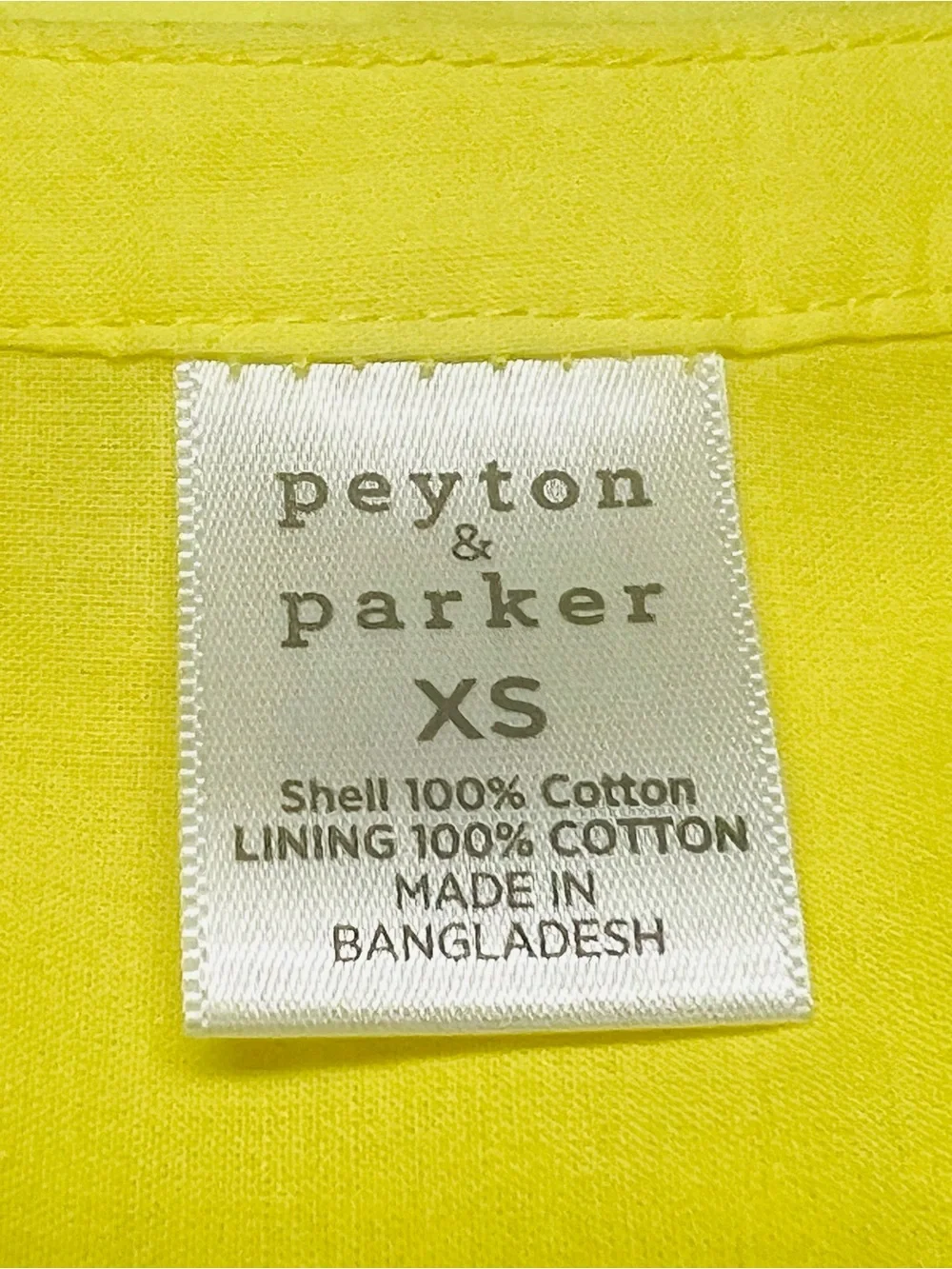 PEYTON‎ & PARKER Yellow Eyelet Mini Dress XS Puffed Sleeve Cotton Babydoll Dress
